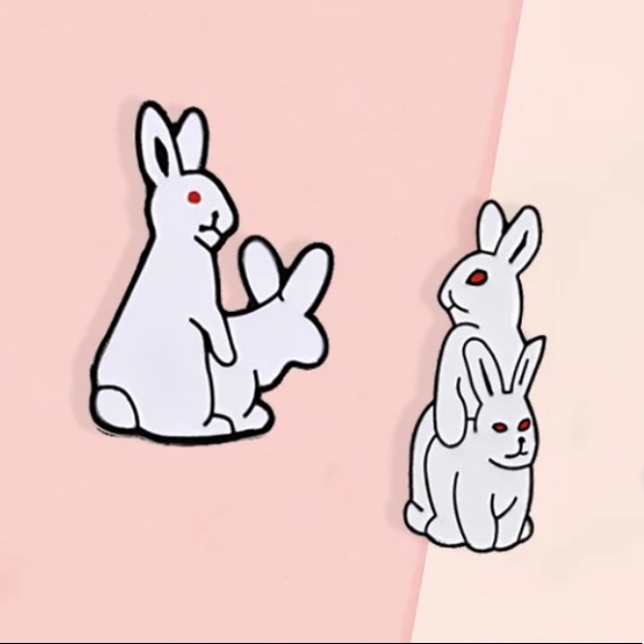 Set of 2 Matching Funny Bunny Sex Bulk Enamel Pins - Picture 8 of 11